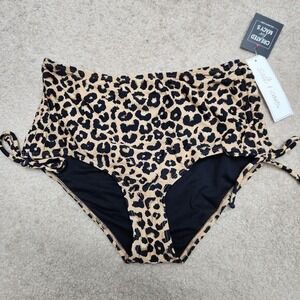 Salt‎ + Cove Shirred Tie Side High Waist Bikini Bottom Leopard Swimsuit Size S